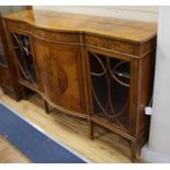 An Edwardian satinwood bow-fronted low bookcase W.153cm