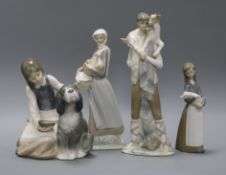 Four Lladro figures of children tallest 27cm