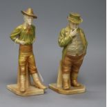 Two Royal Worcester enamelled figures of John Bull and a Cowboy tallest 18cm