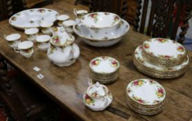 A Royal Albert 'Old Country Roses' teaset and part dinner service