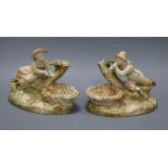 A pair of Royal Worcester James Hadley figural dishes