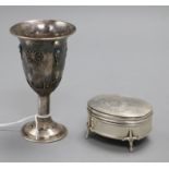 A George V silver trinket box, engraved "Women's Suffrage" and a white metal and turquoise set