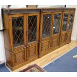 A pair of carved oak bookcases enclosed by leaded glazed doors and another 2 W.76cm and 89cm