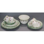 An Edwardian tea set, possibly Suffragette colours