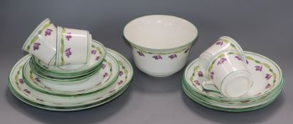 An Edwardian tea set, possibly Suffragette colours