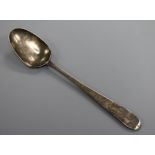 A George III Irish silver Celtic tip table spoon, by Law & Bayly, Dublin, 1795, 23.6cm.