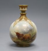 A Harry Stinton for Royal Worcester, hand-painted bottle vase