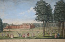 18th century, coloured aquatint, 'The Royal Palace of Kensington', (unframed) and three other