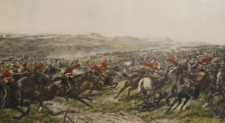 G.D. Giles, coloured lithograph, The charge of the Heavy Brigade, 61 x 95cm