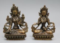 Two Chinese bronze figures of Bodhisattvas