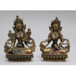 Two Chinese bronze figures of Bodhisattvas