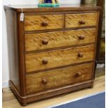 A Victorian satin walnut chest of drawers W.103cm