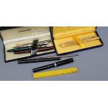 Two 18ct gold nib waterman pens and collection of other pens