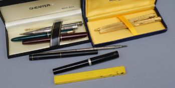Two 18ct gold nib waterman pens and collection of other pens