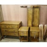 A four piece Directoire style bedroom suite, consisting of a double head and foot bedstead, a