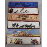 Three boxes of Britains lead model sets - Native warriors, Royal Welsh fusiliers and Gurkha rifles