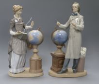 A pair of Lladro figures: 'Professor', number 5208 (missing lecture paper) and 'School Marm', number