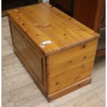 A modern panelled pine chest W.92cm