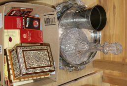 A quantity of silver plate, decanter and cigars etc