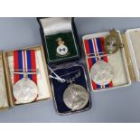 A family medal group, comprising a WWI military medal to Sjt. E. C. Page, 1/R W. Kent, WWII