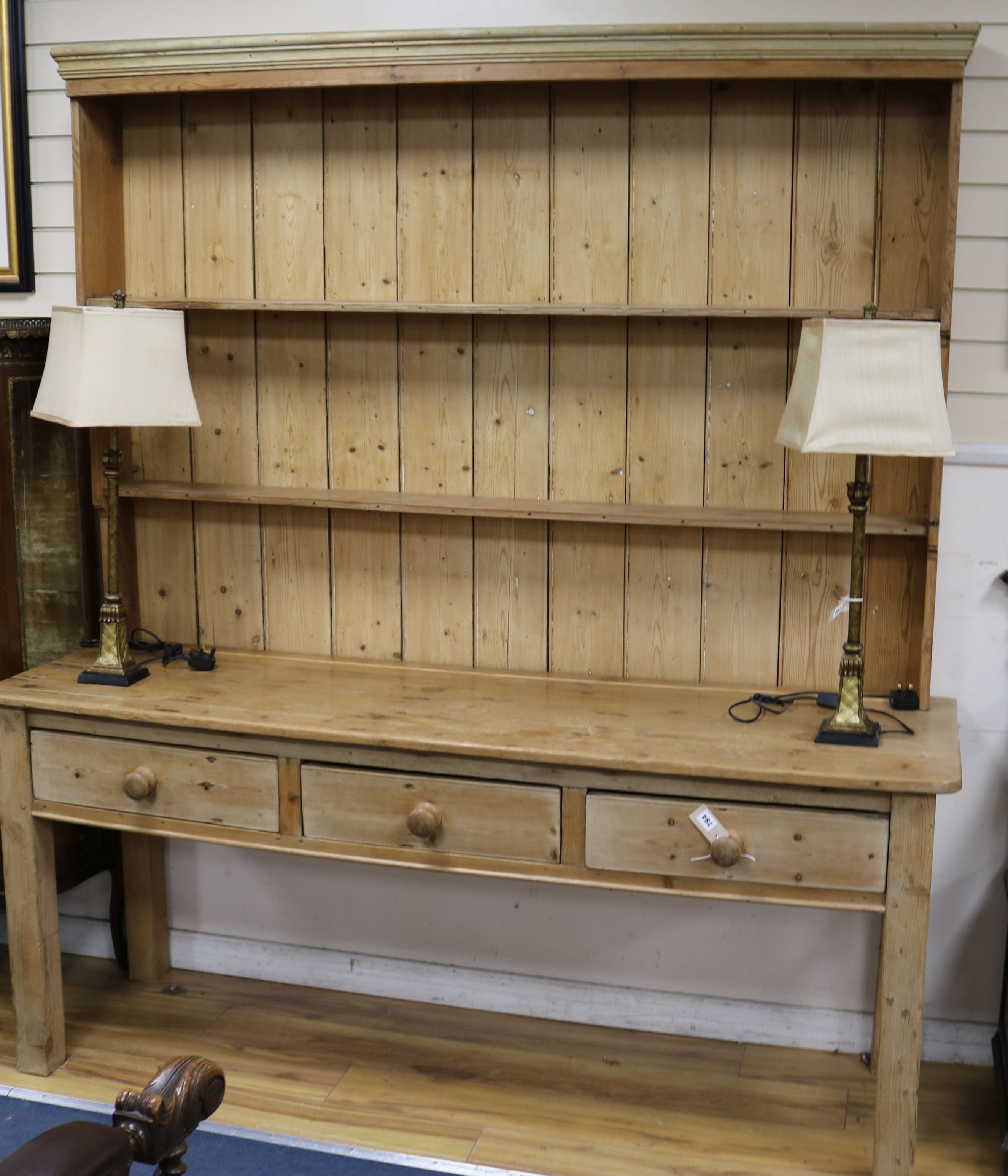 A pine dresser W.188cm