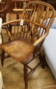 A Victorian stick-back ash, elm and beech low-back Windsor chair