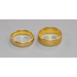 Two 22ct gold rings.