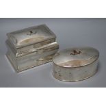 Two Victorian plated armorial inlaid boxes and covers