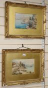 Henry B Wimbush (1861-1910), pair of watercolours, coastal scenes, signed 17 x 27cm.