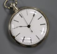 An early 20th century continental white metal keywind pocket watch.