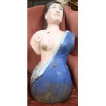 A carved wood figure head length 95cm approx.
