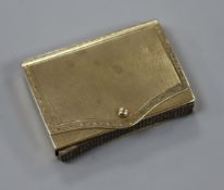 A 9ct gold 'envelope' vesta case, initialled to lid interior.