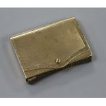 A 9ct gold 'envelope' vesta case, initialled to lid interior.