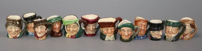 Twelve miniature Royal Doulton character mugs