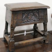 An oak 'Romayne' box stool W.51cm