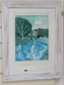 John Brunsden, limited edition print, 'Punting on the River Cam' signed, 36 x 25cm