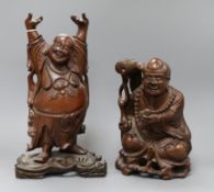 Two Chinese carved Buddha tallest 33cm