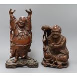 Two Chinese carved Buddha tallest 33cm