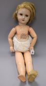 A large French composition head doll 'Paris 301/12', 1920s length 72cm