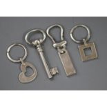 Four assorted Italian 'Old Florence' 925 white metal key rings.