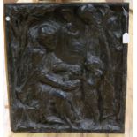 A bronze sculpture relief