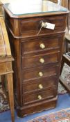 A French bedside chest of six drawers W.43cm