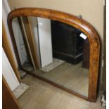 A walnut overmantel mirror W.115cm