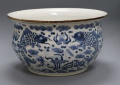 A Chinese blue and white fish bowl diameter 40cm