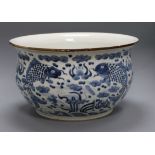 A Chinese blue and white fish bowl diameter 40cm