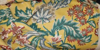 A bolt of hand painted silk and linen furnishing fabric c.1920's-30's