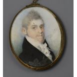 English School (early 19th century), watercolour on ivory, head and shoulder miniature portrait of a