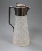 An Edwardian silver mounted hobnail cut glass claret jug, William Hutton & Sons, Birmingham, 1908,