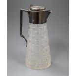 An Edwardian silver mounted hobnail cut glass claret jug, William Hutton & Sons, Birmingham, 1908,