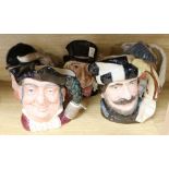 Five Royal Doulton character jugs, The Mad Hatter, D6598, Mine Host, D6468, Goneaway, D6531,